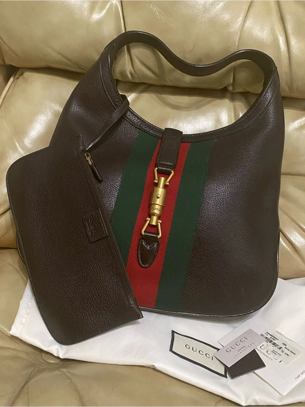 Spectacular Gucci "New Jackie" Hobo Leather Web Stripe w/Pouch 1961 - Picture 1 of 14